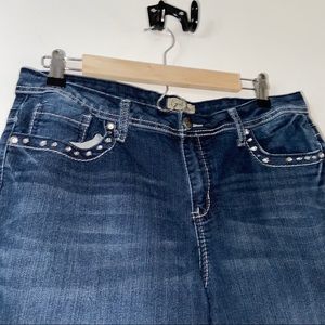 Earl Jeans Rhinestone Bootcut Dark wash denim